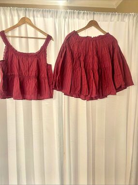 Deep dusty rose Camisole Top Mini Skirt Set